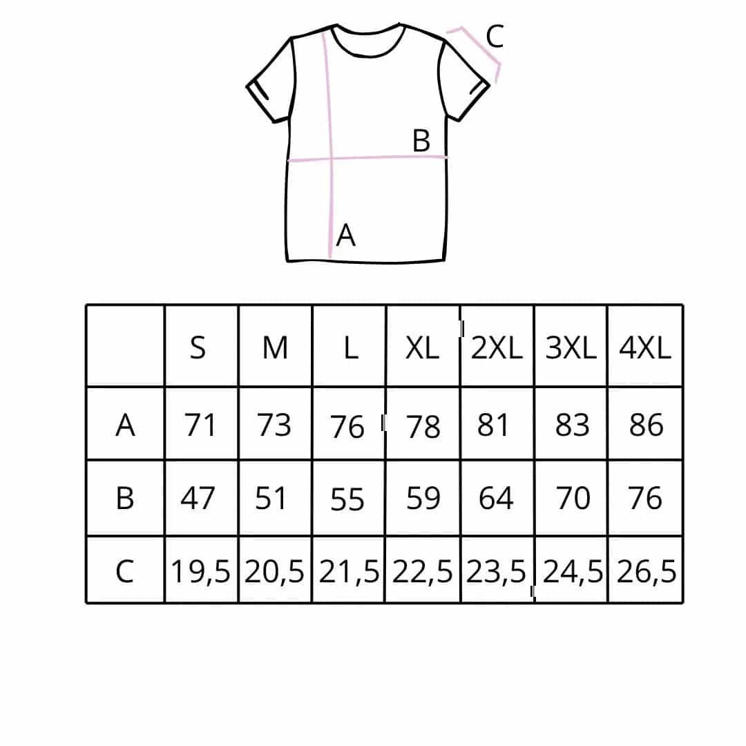 Tabela rozmiarów koszulki